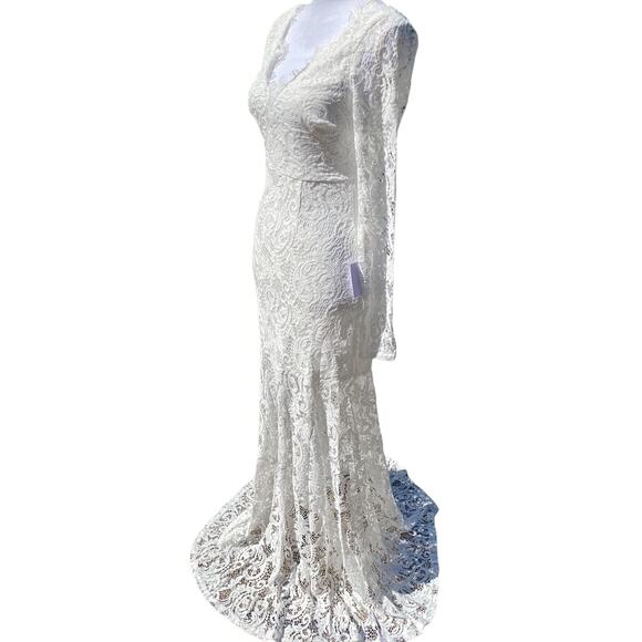 Lulus Way to Be Loved White Lace Long Sleeve Maxi Dress Women's Size Extra Small - Picture 6 of 14